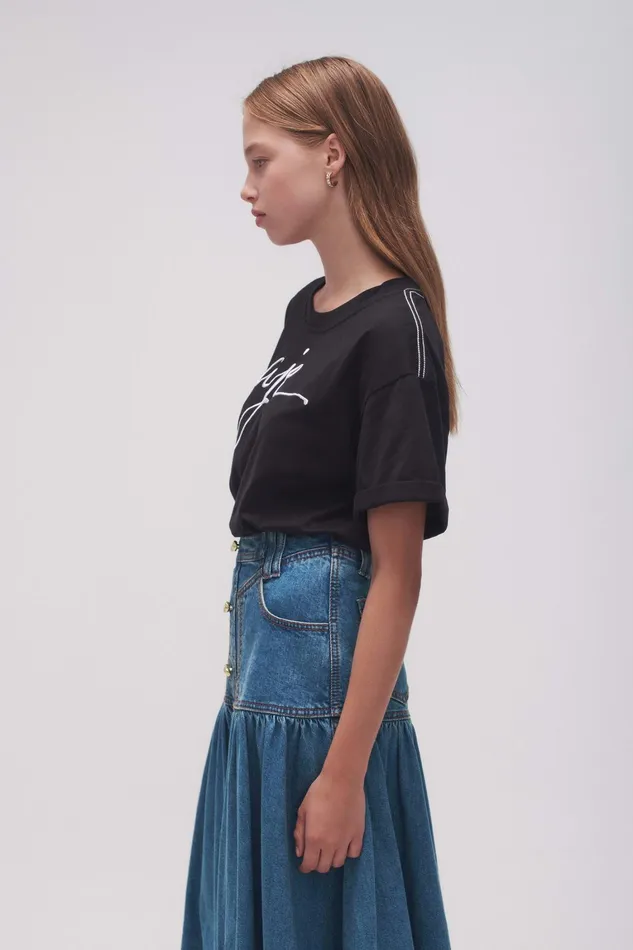 Women Tees Aje Enya Embellished Boyfriend Tee Blackwhite