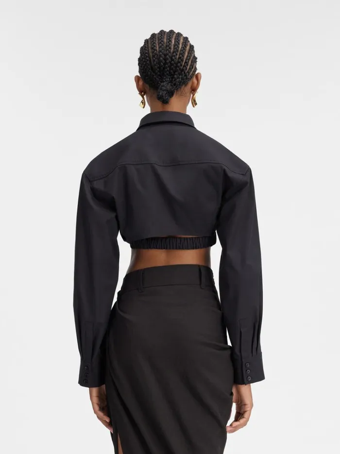 Women The Bahia Cropped Shirt Black JACQUEMUS Tops and Shirts Women The Bahia Cropped Shirt Black JACQUEMUS Tops and Shirts