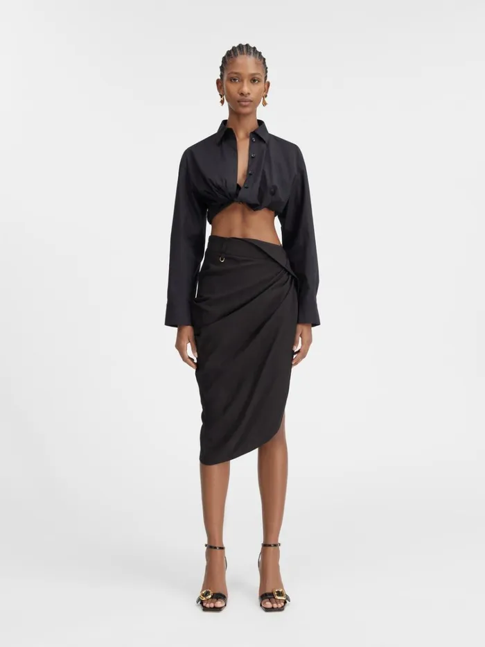 Women The Bahia Cropped Shirt Black JACQUEMUS Tops and Shirts Women The Bahia Cropped Shirt Black JACQUEMUS Tops and Shirts