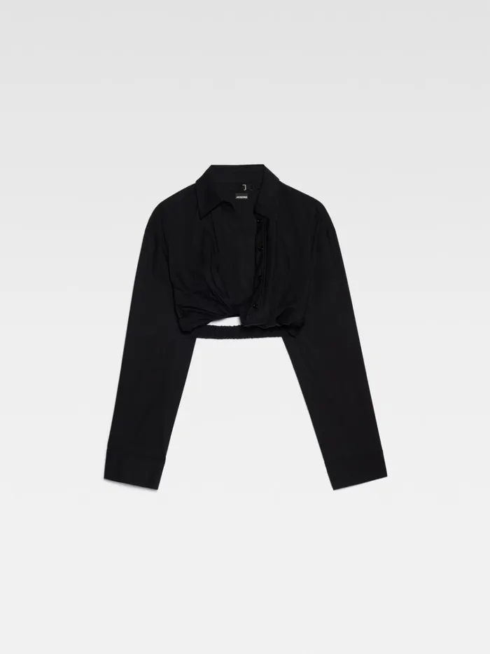 Women The Bahia Cropped Shirt Black JACQUEMUS Tops and Shirts Women The Bahia Cropped Shirt Black JACQUEMUS Tops and Shirts