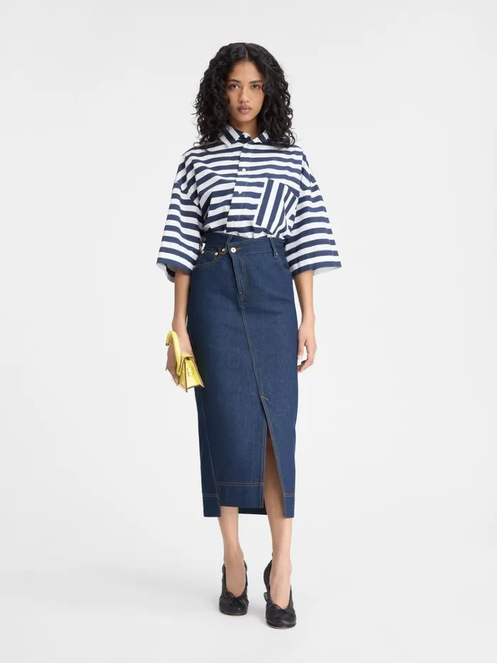 Women The DeNmes Denim Skirt Navy Tabac JACQUEMUS Dresses and Skirts