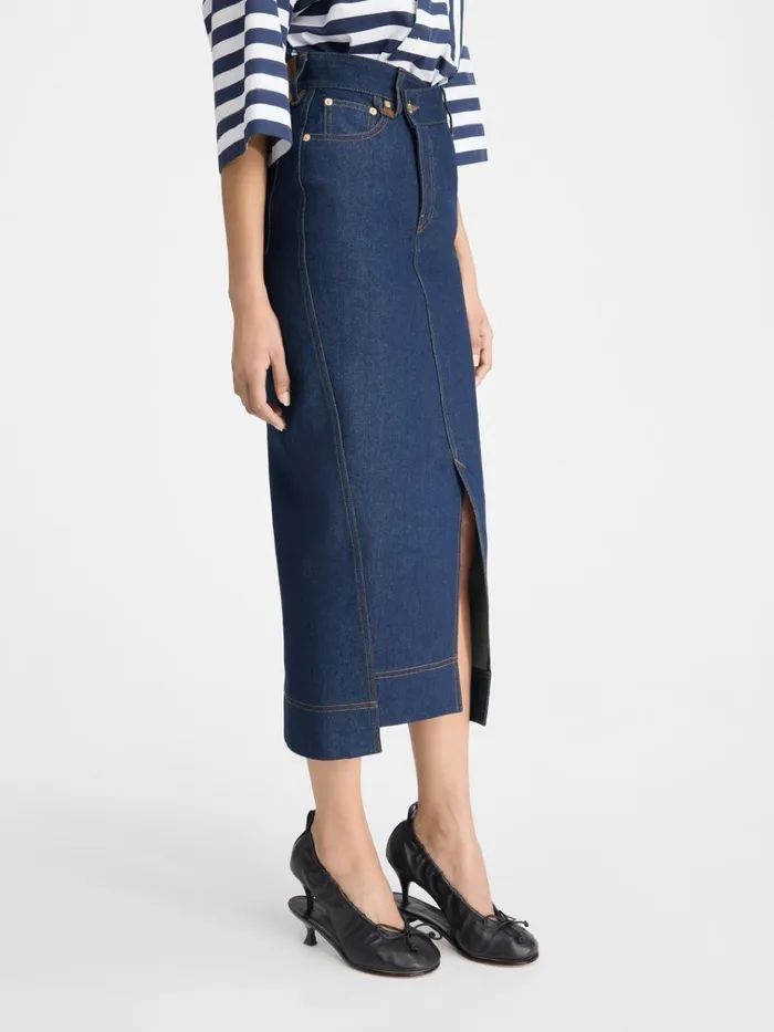 Women The DeNmes Denim Skirt Navy Tabac JACQUEMUS Dresses and Skirts Women The DeNmes Denim Skirt Navy Tabac JACQUEMUS Dresses and Skirts