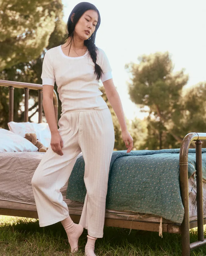 Women The Great The Pointelle Easy Button Sleep Pant White Sleep Bottoms