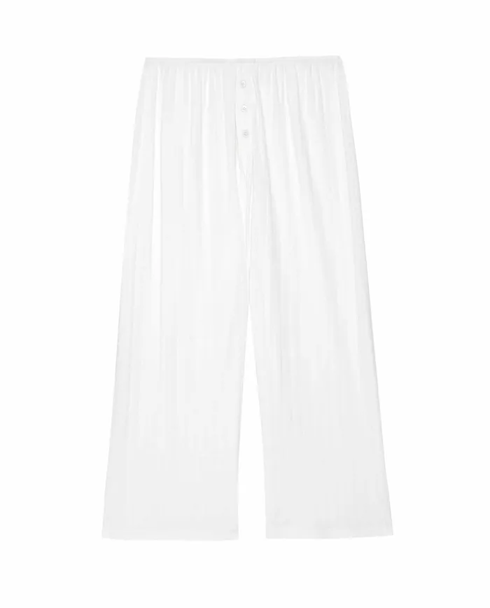 Women The Great The Pointelle Easy Button Sleep Pant White Sleep Bottoms Women The Great The Pointelle Easy Button Sleep Pant White Sleep Bottoms