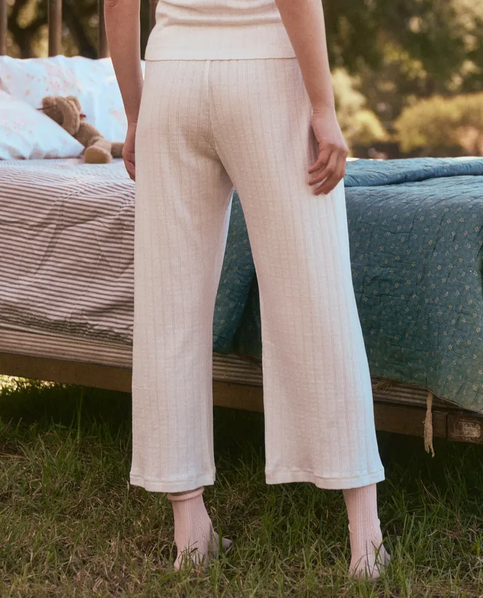 Women The Great The Pointelle Easy Button Sleep Pant White Sleep Bottoms Women The Great The Pointelle Easy Button Sleep Pant White Sleep Bottoms