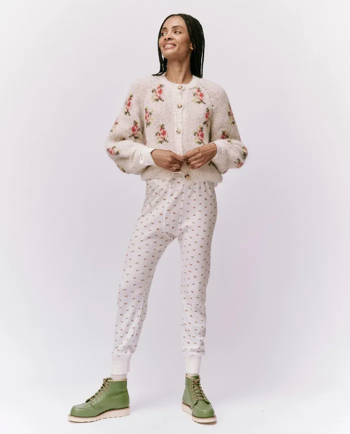 Women The Great The Waffle Long John White Mini Heirloom Rose Pants Women The Great The Waffle Long John White Mini Heirloom Rose Pants