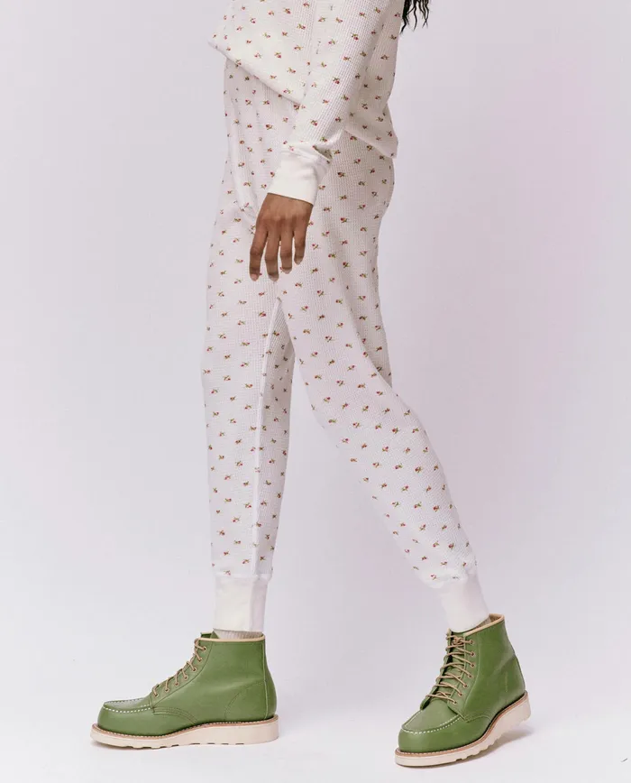 Women The Great The Waffle Long John White Mini Heirloom Rose Pants Women The Great The Waffle Long John White Mini Heirloom Rose Pants