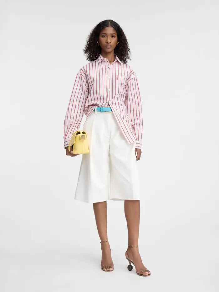 Women The Simon Shirt Jacquard Business Logo Stripes Red White JACQUEMUS Tops and Shirts