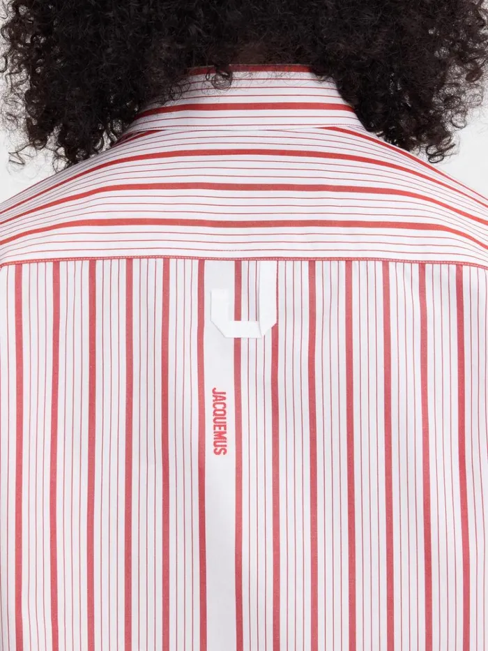 Women The Simon Shirt Jacquard Business Logo Stripes Red White JACQUEMUS Tops and Shirts Women The Simon Shirt Jacquard Business Logo Stripes Red White JACQUEMUS Tops and Shirts