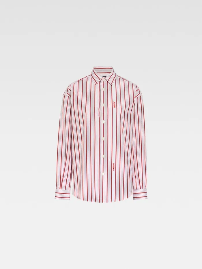 Women The Simon Shirt Jacquard Business Logo Stripes Red White JACQUEMUS Tops and Shirts Women The Simon Shirt Jacquard Business Logo Stripes Red White JACQUEMUS Tops and Shirts