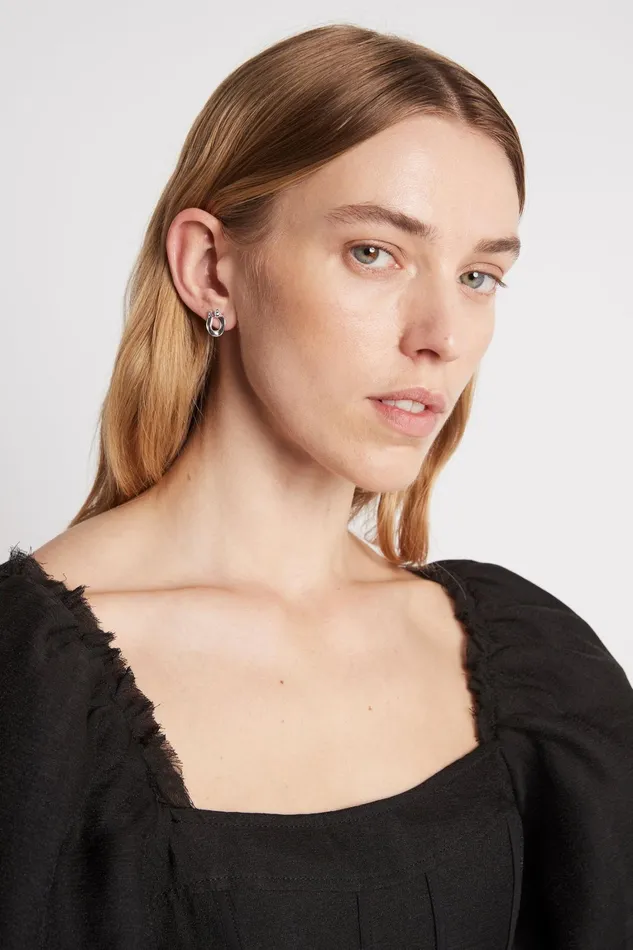 Women Tops Aje Cecile Puff Sleeve Corset Top Black