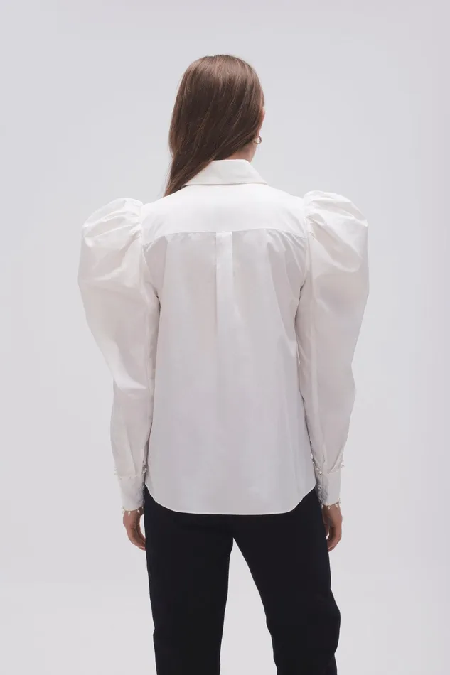 Women Tops Aje Florence Pearl Trim Blouse Ivory