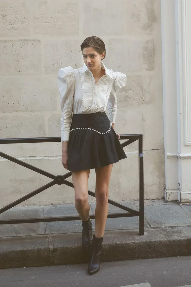 Women Tops Aje Florence Pearl Trim Blouse Ivory