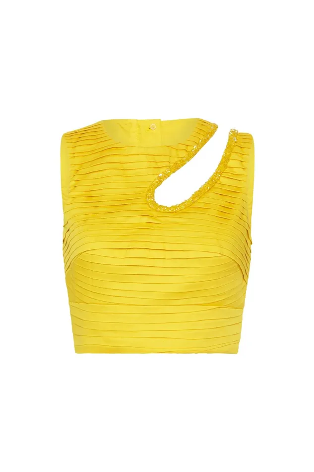 Women Tops Aje Jolie Abstract Cut Out Top Sun Shower Yellow
