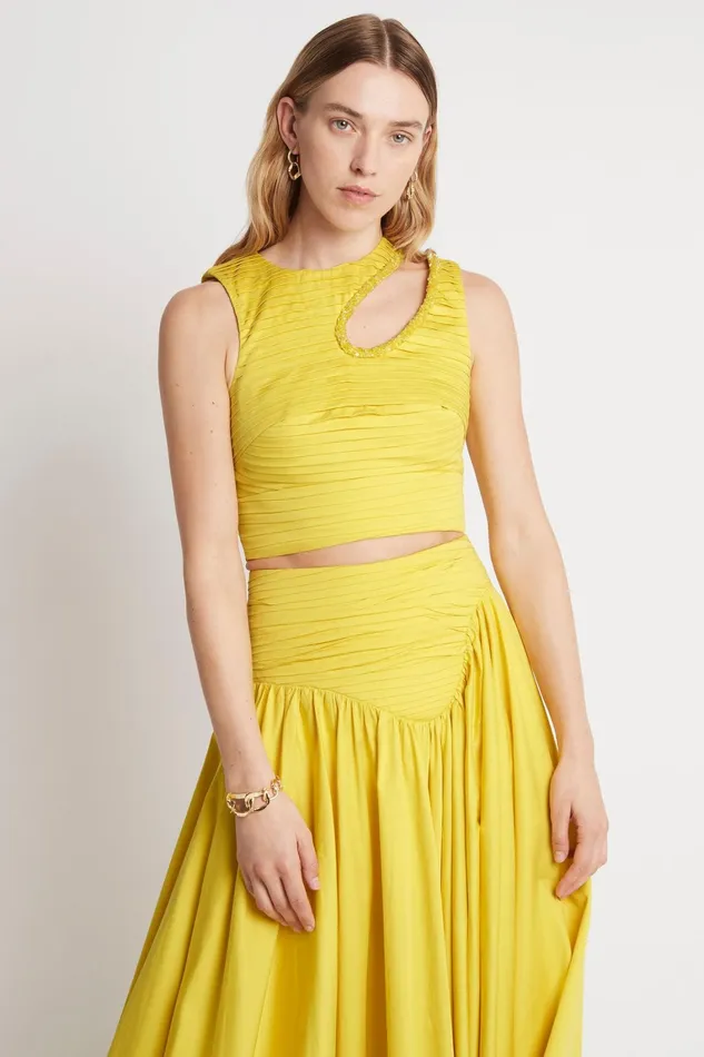 Women Tops Aje Jolie Abstract Cut Out Top Sun Shower Yellow