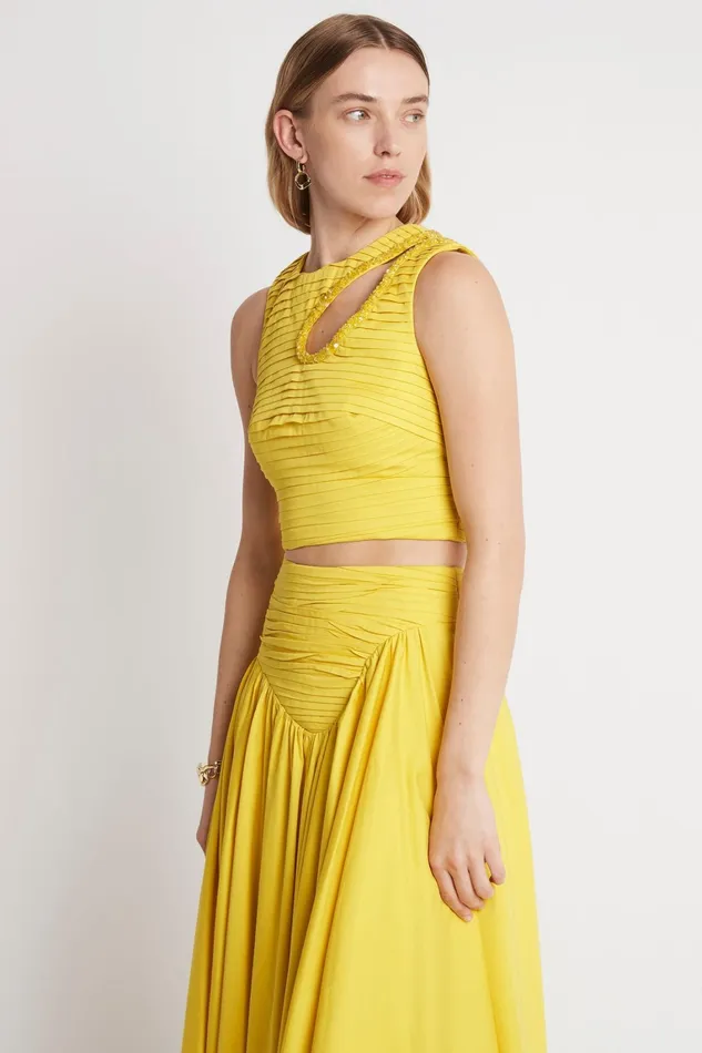 Women Tops Aje Jolie Abstract Cut Out Top Sun Shower Yellow