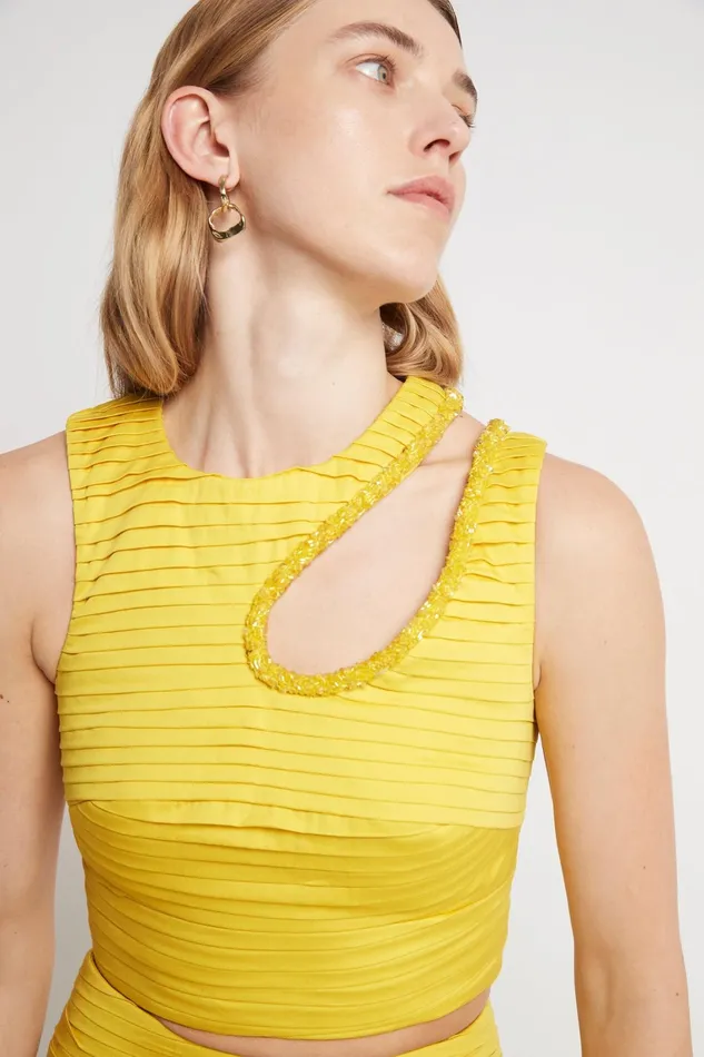 Women Tops Aje Jolie Abstract Cut Out Top Sun Shower Yellow