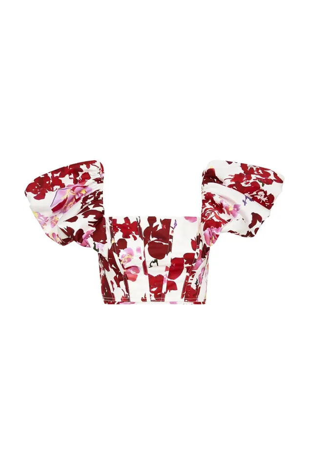 Women Tops Aje Margot Bubble Sleeve Top Roses Of Provence Print