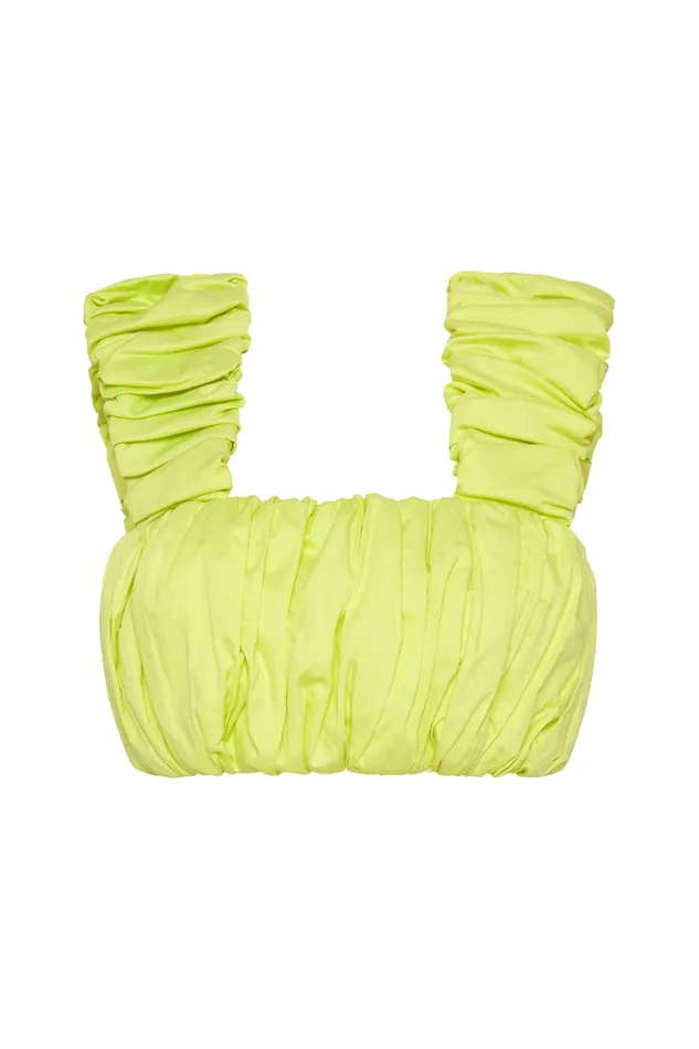 Women Tops Aje Medina Ruched Cropped Top Light Lemon