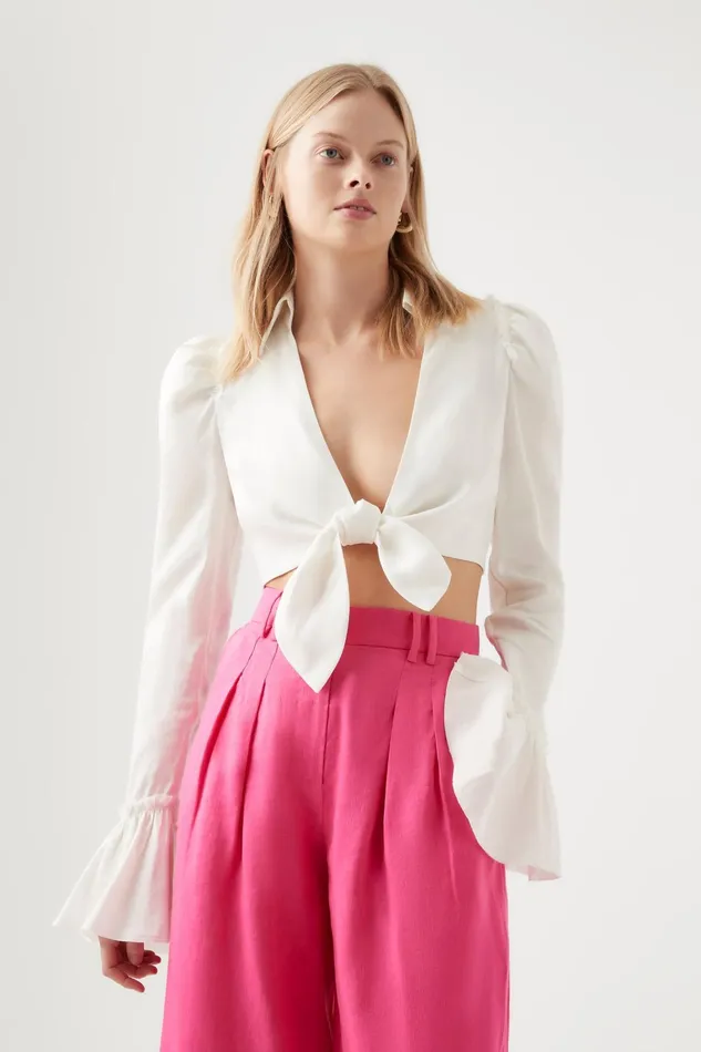 Women Tops Aje Nicole Twist Top Ivory