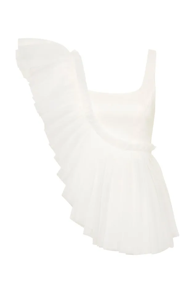 Women Tops Aje Orbit Sculptural Pleated Top Ivory