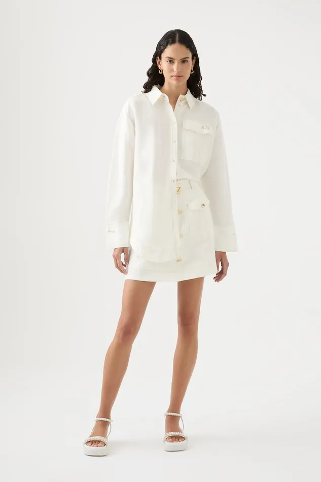 Women Tops Aje Satori Pearl Pin Shirt Ivory