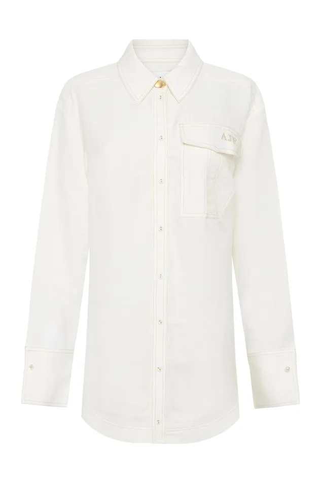 Women Tops Aje Satori Pearl Pin Shirt Ivory