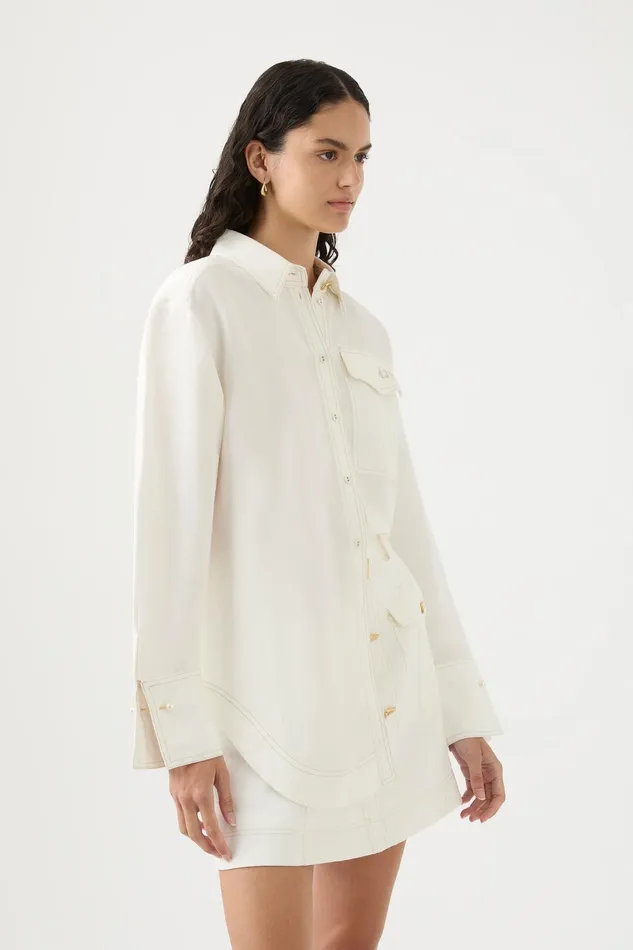 Women Tops Aje Satori Pearl Pin Shirt Ivory