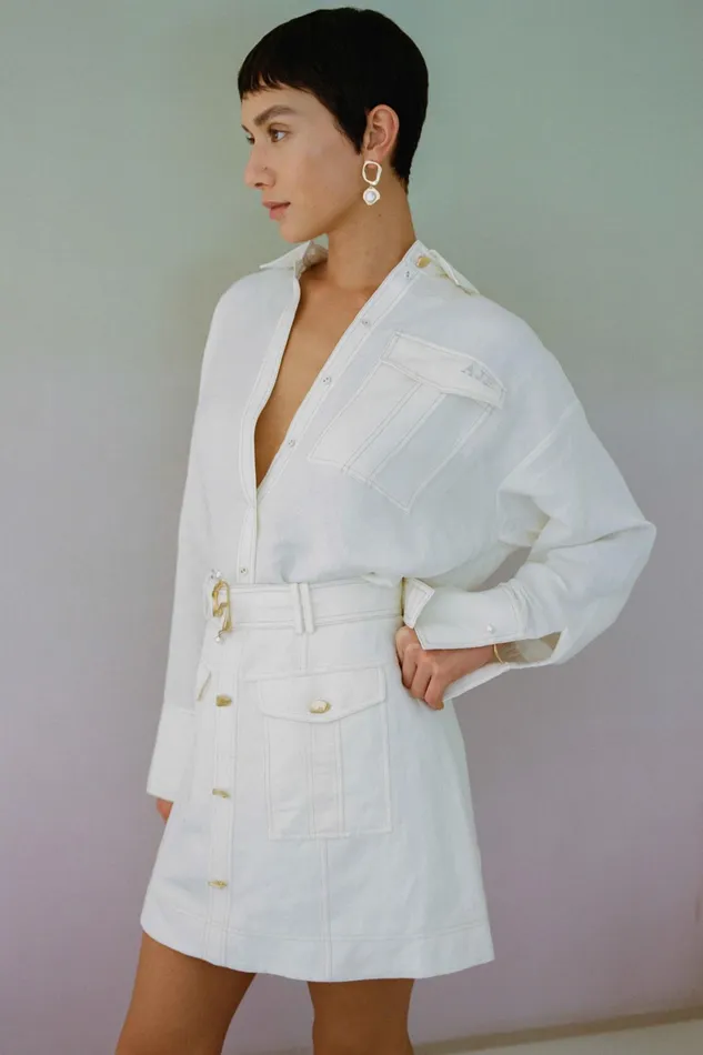 Women Tops Aje Satori Pearl Pin Shirt Ivory