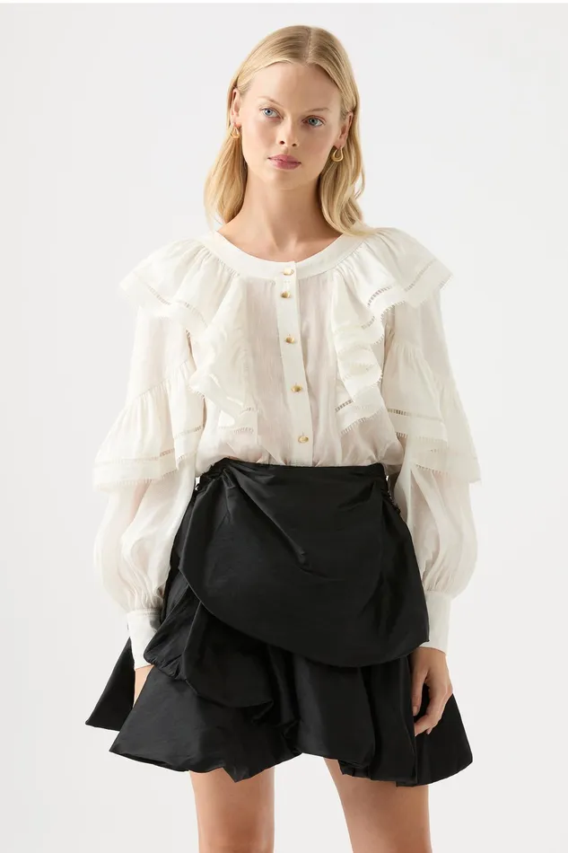 Women Tops Aje Zoe Ruffle Blouse Ivory