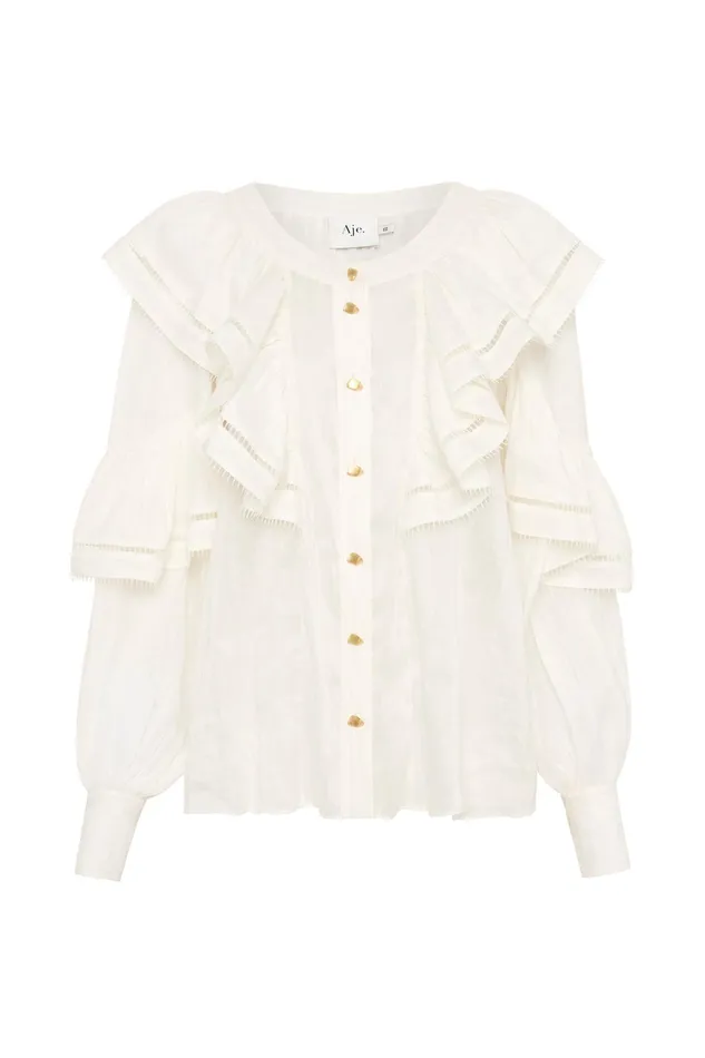 Women Tops Aje Zoe Ruffle Blouse Ivory