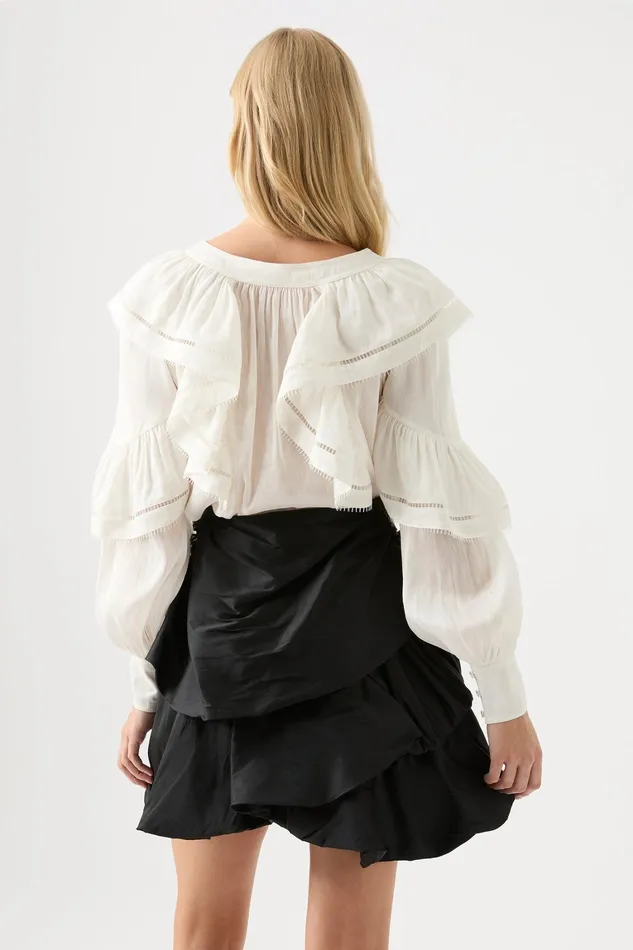 Women Tops Aje Zoe Ruffle Blouse Ivory
