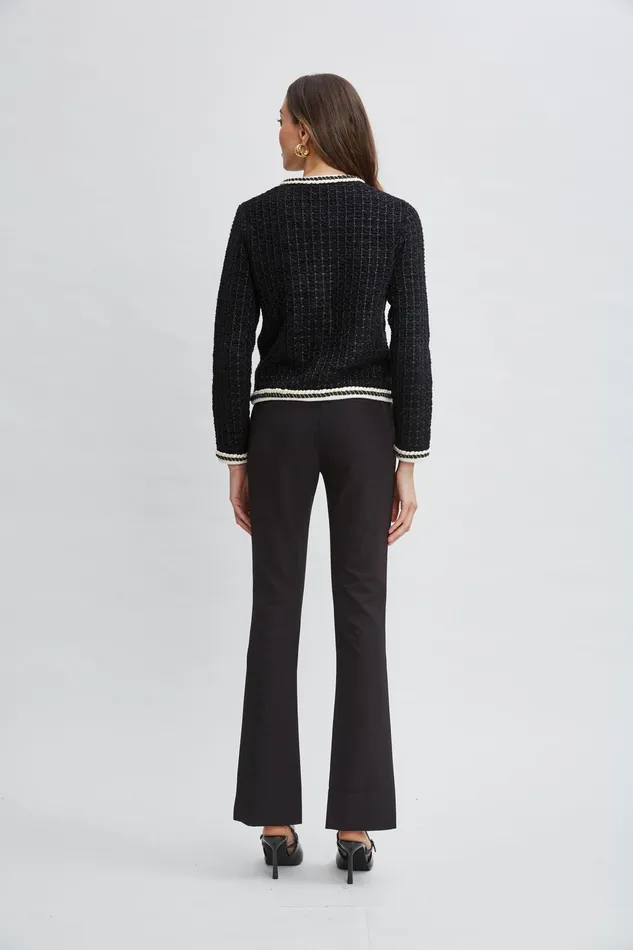 Women Tops and Sweaters Elie Tahari Contrast Cardigan Sweater Noirsky White