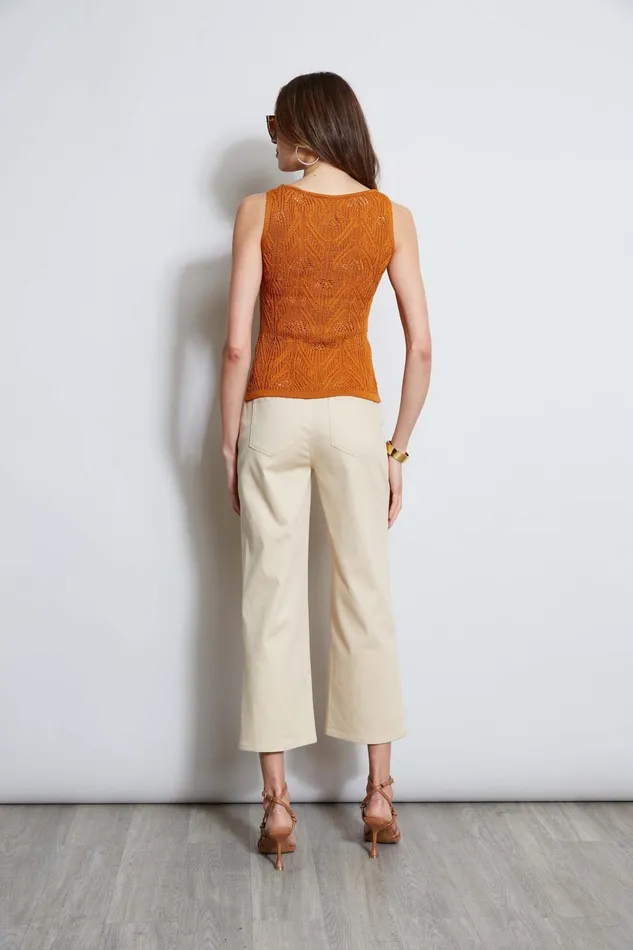 Women Tops and Sweaters Elie Tahari Cotton Crochet VNeck Sweater Ginger