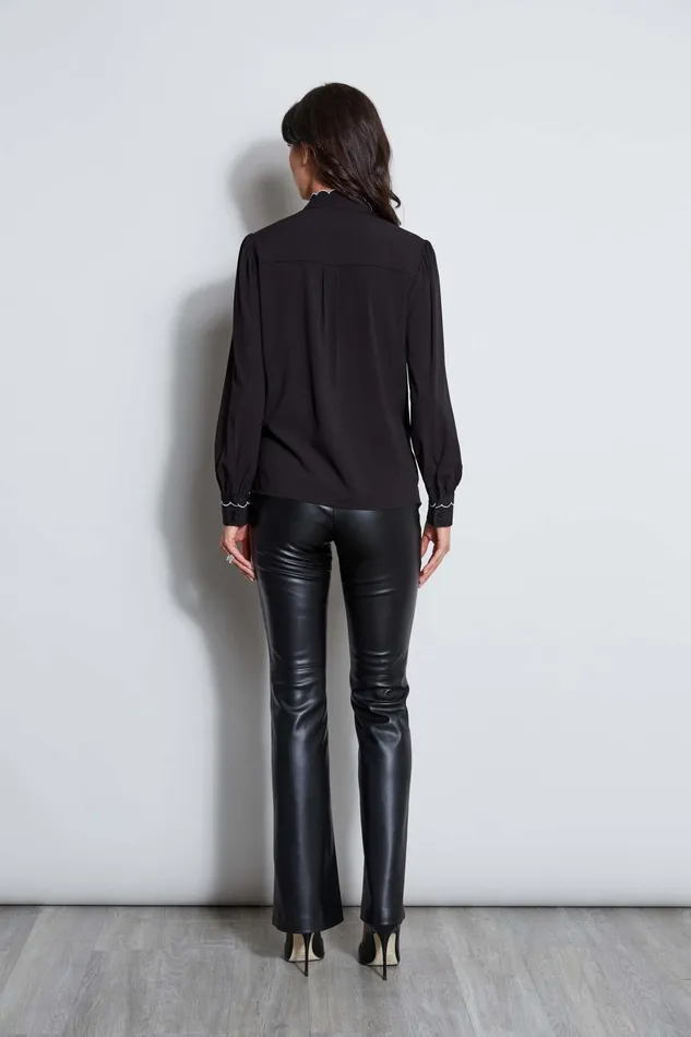 Women Tops and Sweaters Elie Tahari Scallop Button Down Shirt Noir