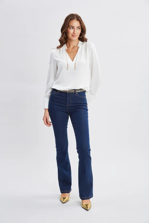 Women Tops and Sweaters Elie Tahari Silk Chain Tassel Shirt Fresh Pearl