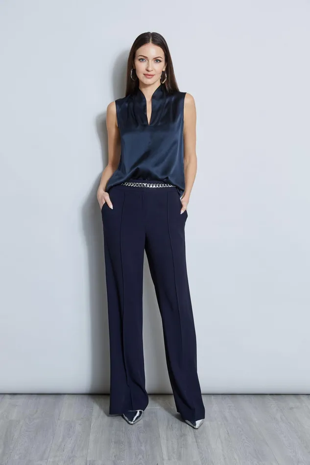 Women Tops and Sweaters Elie Tahari Silk Satin Contour Shirt Stargazer