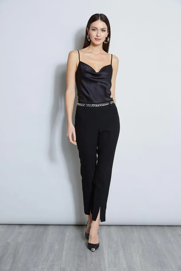Women Tops and Sweaters Elie Tahari Stretch Silk Satin Cami Black