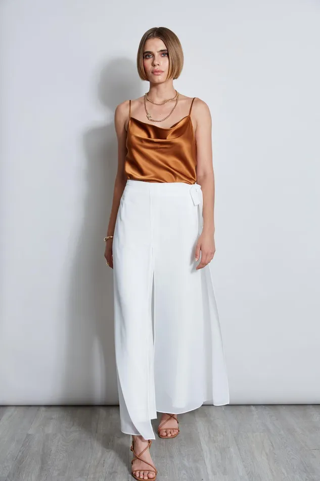 Women Tops and Sweaters Elie Tahari Stretch Silk Satin Cami Copper