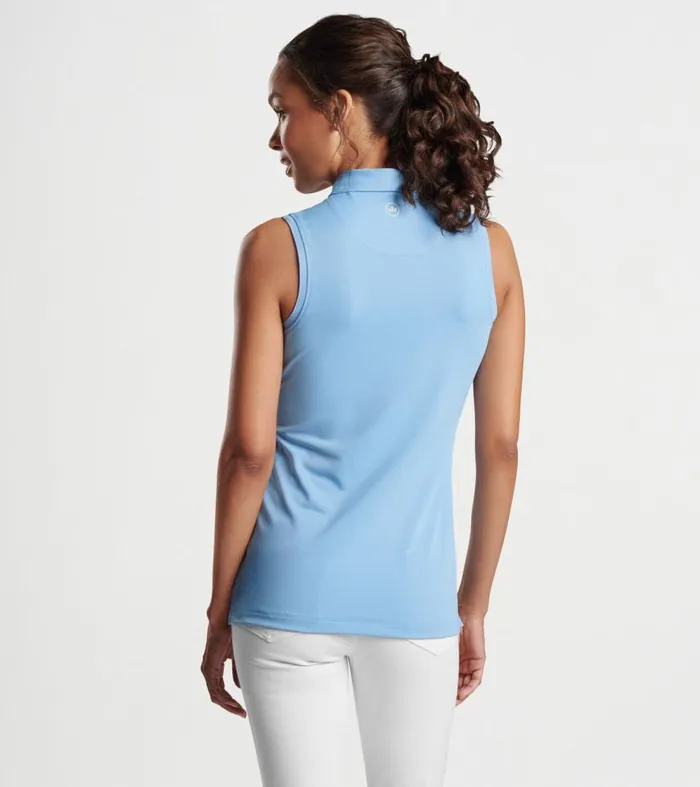 Womens Sleeveless Banded Button Polo Cottage Blue Peter Millar Polos and Shirts Womens Sleeveless Banded Button Polo Cottage Blue Peter Millar Polos and Shirts