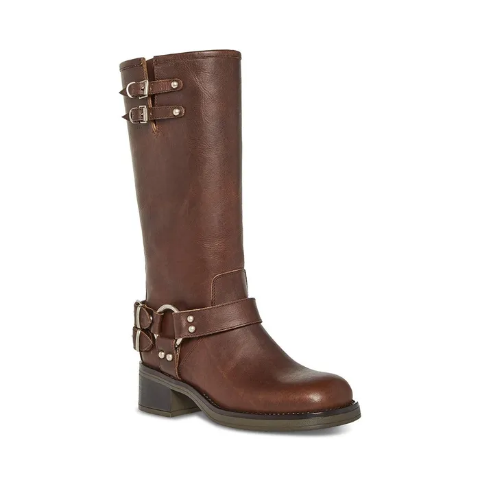 Womens Steve Madden Boots and Booties Astor Brown Leather Womens Steve Madden Boots and Booties Astor Brown Leather