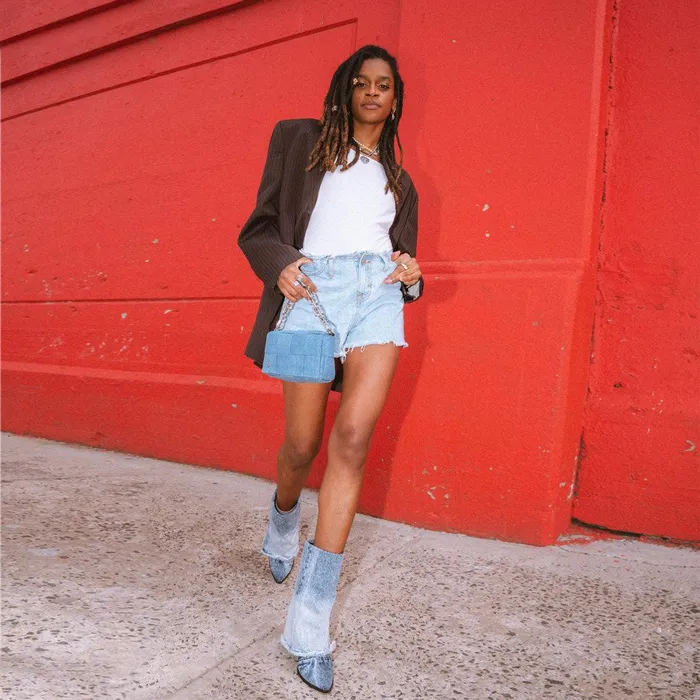 Womens Steve Madden Boots and Booties Livvy Denim Fabric