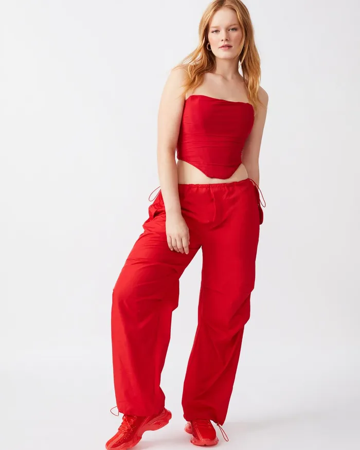 Womens Steve Madden Bottoms Pia Parachute Pant Red