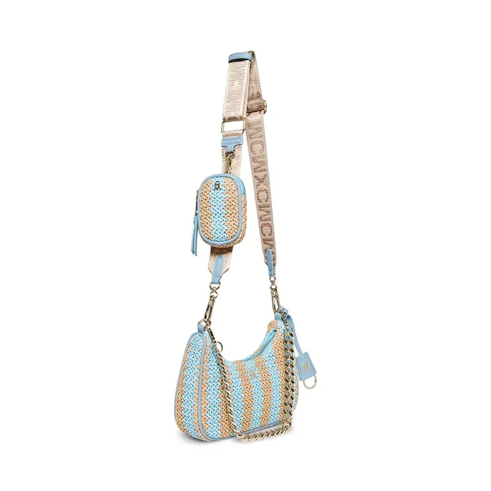 Womens Steve Madden Crossbody Bags Bvital Raffia Blue Multi