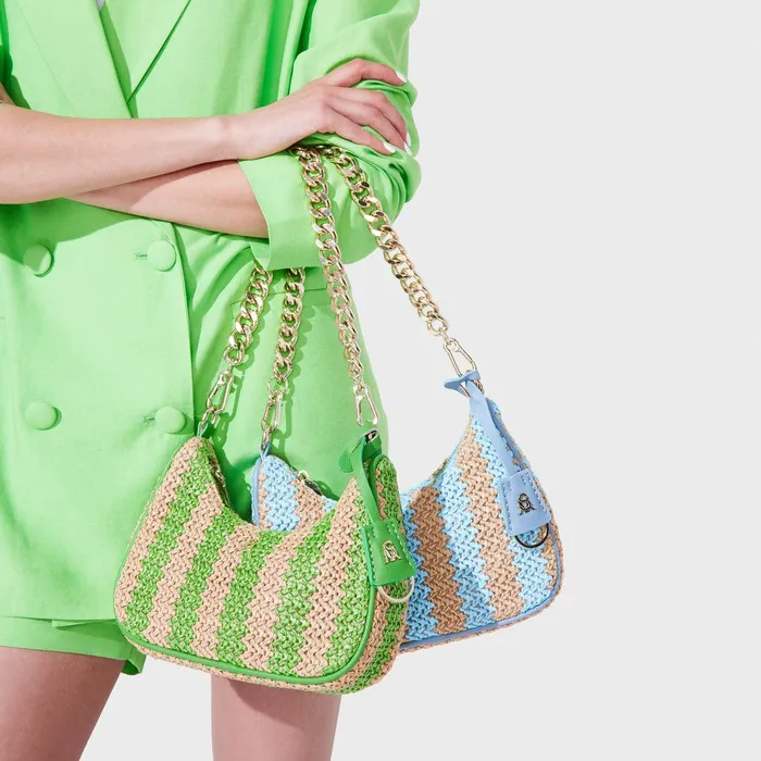 Womens Steve Madden Crossbody Bags Bvital Raffia Blue Multi
