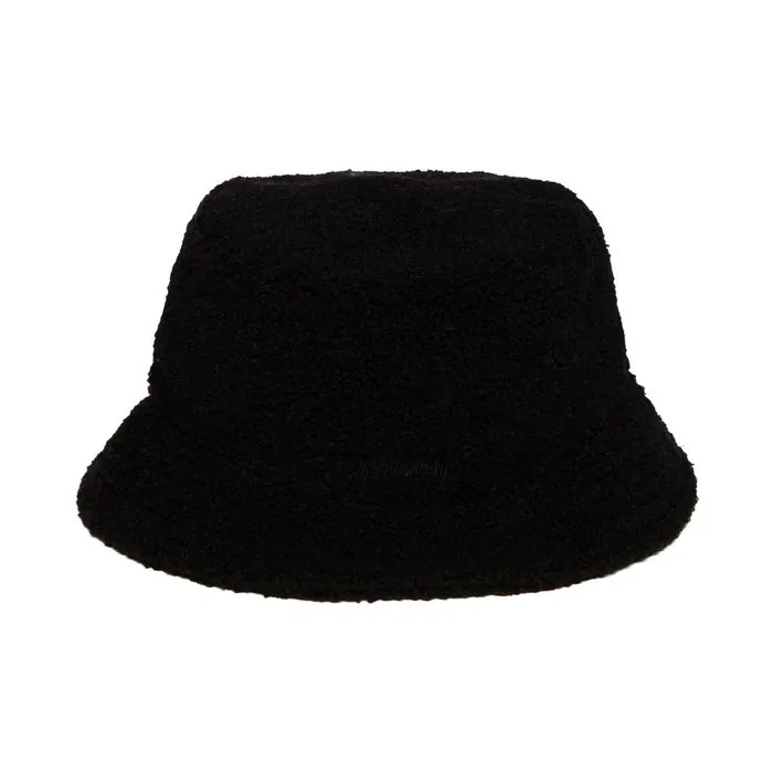 Womens Steve Madden Hats Scarves and Gloves Solid Sherpa Bucket Hat Black