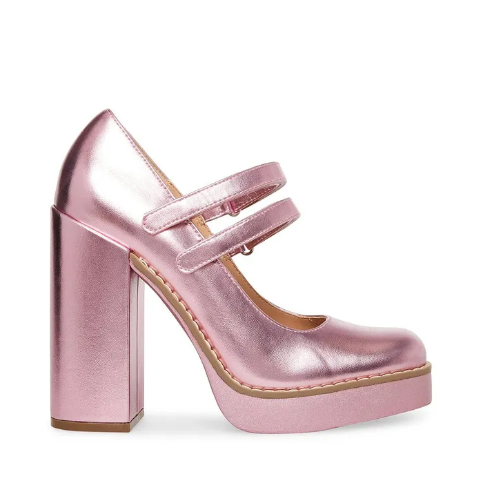 Womens Steve Madden Heels Twice Pink Metallic