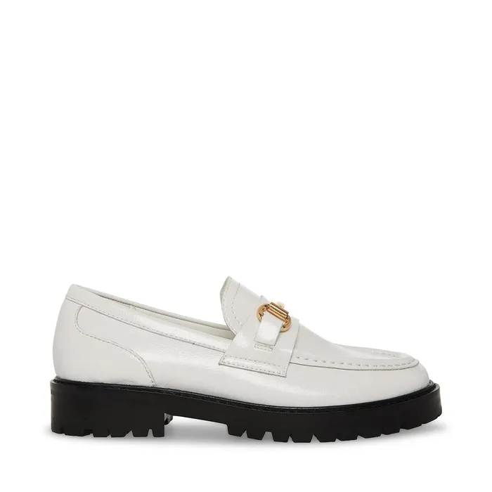 Womens Steve Madden Loafers and Flats Mistor White Leather