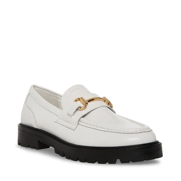 Womens Steve Madden Loafers and Flats Mistor White Leather