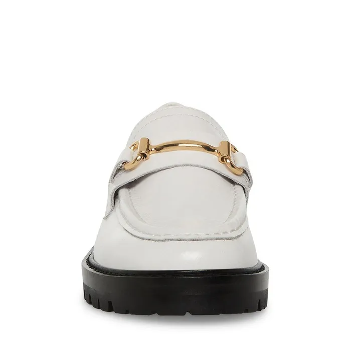 Womens Steve Madden Loafers and Flats Mistor White Leather